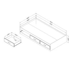 Ulysses Mates Bed With 3 Drawers Winter Oak - South Shore -Children Furniture Store GUEST 6f0856d8 b0dc 4641 abb2 701200569e2d
