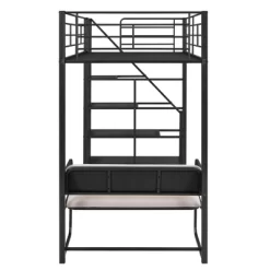 Twin Size Metal Loft Bed With Bench And Storage Staircase, Black-ModernLuxe 18 Twin Size Metal Loft Bed With Bench And Storage Staircase, Black-ModernLuxe -Children Furniture Store GUEST 701cb425 9ccc 43fa a5cf 83f188960ad0