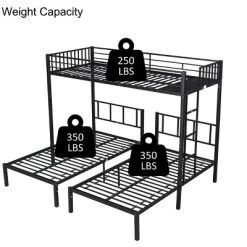 Twin Over Twin Metal Triple Bunk Bed With Ladder-ModernLuxe -Children Furniture Store GUEST 71291c91 7d24 44af bcdd b541833046c6
