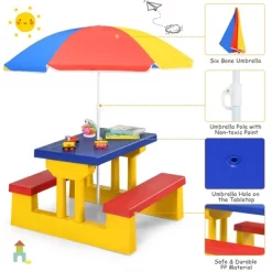 Costway Kids Picnic Table Set W/Removable Umbrella Indoor Outdoor Garden Patio -Children Furniture Store GUEST 717828dc 67e8 4558 8b83 36122303d1fe