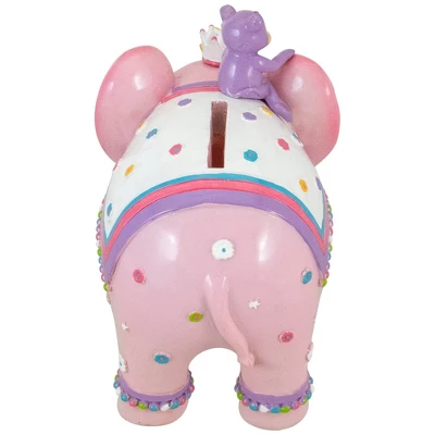 Northlight 5.75" Children's Pink Elephant With Monkey Coin Bank 6 Northlight 5.75" Children's Pink Elephant With Monkey Coin Bank - Image 4