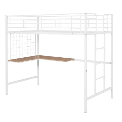 Twin Metal Loft Bed With Desk And Metal Grid - ModernLuxe 8 Twin Metal Loft Bed With Desk And Metal Grid - ModernLuxe - Image 6