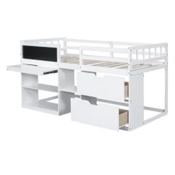 Twin Size Low Loft Bed With Rolling Desk, Shelves And Drawers - ModernLuxe -Children Furniture Store GUEST 748c53a2 f360 473c ac97 e0ae97d642e5