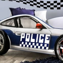 Twin Quessa Police Car Bed With Led Headlight Chair Black/White - HOMES: Inside + Out -Children Furniture Store GUEST 74aa12b2 5ed8 4547 b1bb 4b20a03051a8