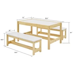 MUSEHOMEINC Solid Wood 3 In 1 Kids Toddlers Activity Play Arts And Crafts Table And Bench Chair Set With Whiteboard Surface For Playroom And School -Children Furniture Store GUEST 7664b531 9262 449c be5a d5c1f186820d