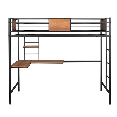 Twin Metal Loft Bed With Desk And Shelve - ModernLuxe 7 Twin Metal Loft Bed With Desk And Shelve - ModernLuxe - Image 5