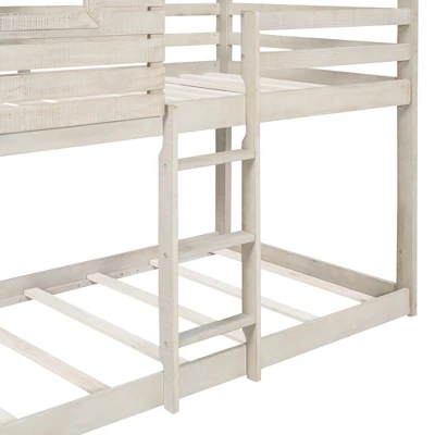 Twin Over Twin Wooden Bunk Bed With Roof, Window, Guardrail And Ladder - ModernLuxe 9 Twin Over Twin Wooden Bunk Bed With Roof, Window, Guardrail And Ladder - ModernLuxe - Image 7