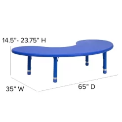 Emma And Oliver 35"W X 65"L Half-Moon Plastic Height Adjustable Activity Table -Children Furniture Store GUEST 7700d699 06c4 496c 99ed 5e2d2593c7e7