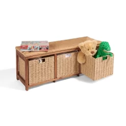 Badger Basket Kid's Storage Bench With Woven Top And Baskets Brown -Children Furniture Store GUEST 77eb8e26 ddea 4212 bf7b 1c9542bd9285