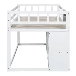 Twin Size Low Loft Bed With Rolling Desk, Shelves And Drawers - ModernLuxe -Children Furniture Store GUEST 786dc2b2 b508 45ff 9172 041ea6201b6f