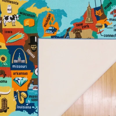 6'6"x9'6" Teach Me Education USA Map Blue - Gertmenian 4 6'6"x9'6" Teach Me Education USA Map Blue - Gertmenian - Image 2