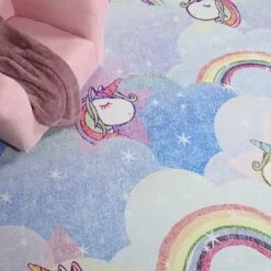 Unicorn Rainbow Colorful Kids Playroom Nursery Washable Indoor Area Rug By Blue Nile Mills -Children Furniture Store GUEST 7923107e 14bc 450b bd33 4240bb4466ac