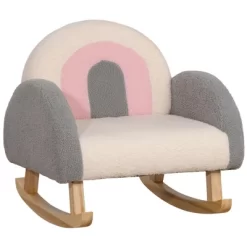 Qaba Kids Sofa, Rocking Toddler Sofa Chair With Solid Wooden Frame, Faux Lamb Fleece Fabric For Nursery, Kindergarten, Playroom, Bedroom -Children Furniture Store GUEST 798ee29a 0be1 45a0 9b95 29078c1fed5a