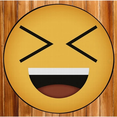 Deerlux Emoji Style Round Funny Smiley Face Kids Area Rug, Laughing Emoji Rug 6 Deerlux Emoji Style Round Funny Smiley Face Kids Area Rug, Laughing Emoji Rug - Image 4