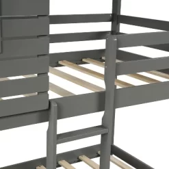 Twin Over Twin Wood Bunk Bed With Roof, Window, Guardrail, Ladder Gray-ModernLuxe -Children Furniture Store GUEST 7a22bceb 416d 4a5b 898e c1877ed1bc2c