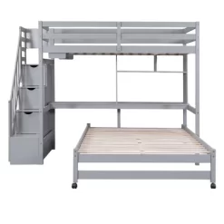 Twin Over Full Bunk Bed With Storage Stairs, Desk, Shelves And Hanger - ModernLuxe -Children Furniture Store GUEST 7bbb6a23 d445 485b be50 32110cf6b35e