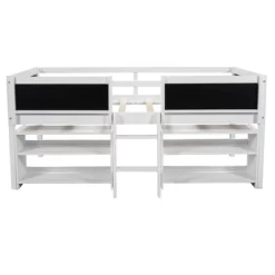 Twin Size Low Loft Bed With Two Removable Shelves, Ladder And Decorative Rail Chalkboard - ModernLuxe -Children Furniture Store GUEST 813938eb 793b 4227 bbfc 71b2d43e33fd