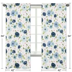 2pc Sweet Jojo Designs Watercolor Floral Window Panel Pink/Blue - Sweet Jojo Designs -Children Furniture Store GUEST 8252d9e2 524f 4b01 b8fc 41f7b9db1b75