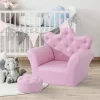 Qaba Kids Sofa Set, Children's Upholstered Sofa With Footstool, Princess Sofa With Diamond Decoration, Baby Sofa Chair For Toddlers, Girls, Pink -Children Furniture Store GUEST 83324191 682a 4699 90b9 e407ed3d3fff
