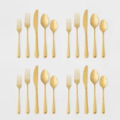 20pc Harrington Flatware Set Gold - Threshold™ -Children Furniture Store GUEST 83f8ea2e 2885 4bf8 9e92 e1aa54e1e88c