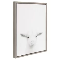 24" X 18" Baby Goat Framed Canvas Art Gray - Uniek