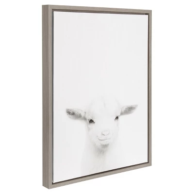 24" X 18" Baby Goat Framed Canvas Art Gray - Uniek 3 24" X 18" Baby Goat Framed Canvas Art Gray - Uniek
