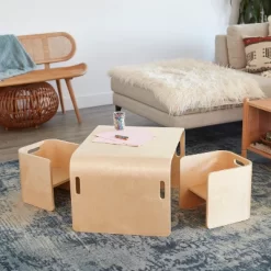 ECR4Kids Bentwood Multipurpose Table And Chair Set, Kids Furniture, Natural, 3-Piece -Children Furniture Store GUEST 853282d9 08b0 49b4 bf53 c436f9bc7a28