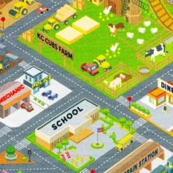 KC CUBS Boy & Girl Kids Country Farm Road W/ Construction Vehicle Car Traffic Educational Learning & Game Nursery Classroom Rug Carpet -Children Furniture Store GUEST 8546318e f878 4e86 9e3f f71c7f434d13