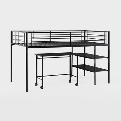 Twin Analise Metal Low Loft Bed With Desk And Storage Black - Saracina Home 9 Twin Analise Metal Low Loft Bed With Desk And Storage Black - Saracina Home - Image 7