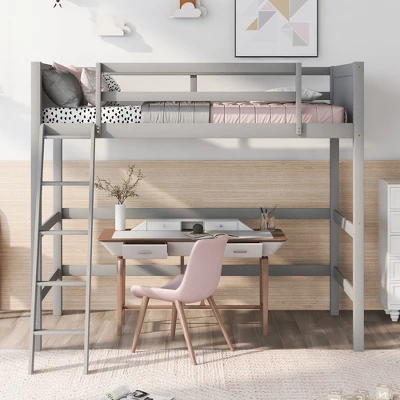 Twin Size Wood Loft Bed With Ladder-ModernLuxe 3 Twin Size Wood Loft Bed With Ladder-ModernLuxe