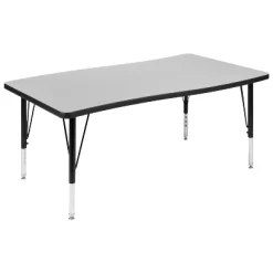 Flash Furniture 28"W X 47.5"L Rectangle Wave Flexible Collaborative Thermal Laminate Activity Table - Height Adjustable Short Legs -Children Furniture Store GUEST 899e07b6 2b00 4df2 beb3 bfa5b9abb078