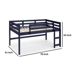 Twin Loft Bed With Wooden Frame And Reversible Ladder Blue - Benzara -Children Furniture Store GUEST 8a8645a6 73e8 4d2e 982b a6eba9b8e351