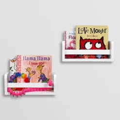 2pk Kids' 10" Floating Wall Mount Bookshelf Set White - RiverRidge Home -Children Furniture Store GUEST 8b353deb c435 49e3 945b 53a50b64a006