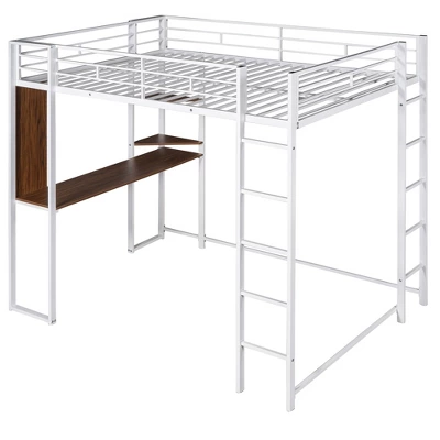 Full Size Metal Loft Bed With 2 Shelves And One Desk - ModernLuxe 7 Full Size Metal Loft Bed With 2 Shelves And One Desk - ModernLuxe - Image 5