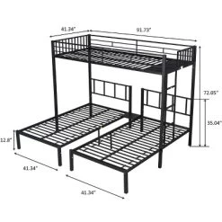 Twin Over Twin Metal Triple Bunk Bed With Ladder-ModernLuxe -Children Furniture Store GUEST 8cda8439 afc6 405e 978f 091dede69175