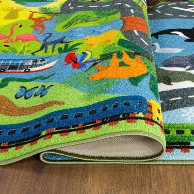 KC CUBS Boy & Girl Kids Animal Safari Car Vehicle Traffic Road Educational Learning & Game Play Nursery Bedroom Classroom Rug Carpet 7 KC CUBS Boy & Girl Kids Animal Safari Car Vehicle Traffic Road Educational Learning & Game Play Nursery Bedroom Classroom Rug Carpet - Image 5