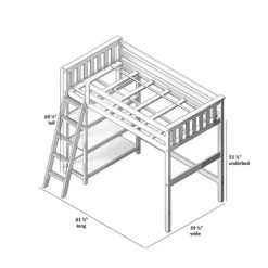 Max & Lily Twin-Size High Loft Bed With Bookcase -Children Furniture Store GUEST 8d104bd7 0819 4fef 90c3 f6c261820b98