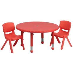 Flash Furniture 33" Round Plastic Height Adjustable Activity Table Set With 2 Chairs -Children Furniture Store GUEST 8d9e76db d288 4828 8cbb 8dfec7c6f9cd