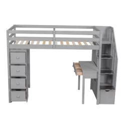 Twin Size Wooden Loft Bed With Storage Drawers, Desk And Shelves - ModernLuxe 16 Twin Size Wooden Loft Bed With Storage Drawers, Desk And Shelves - ModernLuxe -Children Furniture Store GUEST 8e4f139d 701b 4e87 912a c187364eadff