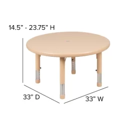 Flash Furniture 33" Round Plastic Height Adjustable Activity Table -Children Furniture Store GUEST 8e98eecf 5413 4c84 ba5d 6930654e011f