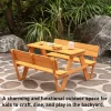 Gardenised Wooden Kids Picnic Table Bench With Backrest, Outdoor Children's Backyard Table, Crafting, Dining, And Playtime Patio Table