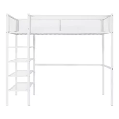 Metal Twin Size Loft Bed With 4 Shelves And Storage - ModernLuxe -Children Furniture Store GUEST 8f726e8d 2517 4e28 87ec 2687a9ed24d5