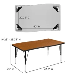 Flash Furniture 28"W X 47.5"L Rectangle Wave Flexible Collaborative Thermal Laminate Activity Table - Height Adjustable Short Legs -Children Furniture Store GUEST 8fa6a047 ff1b 445f b8d9 11a19b7e2bc6