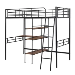 Twin Size Metal Loft Bed With Built-in Desk And Shelves - ModernLuxe -Children Furniture Store GUEST 8fd7aa44 4cac 4eef 81b3 faa56b4ff78c