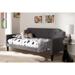 Twin Packer Fabric Upholstered Sofa Daybed Gray - Baxton Studio -Children Furniture Store GUEST 8fd8d878 c33d 4986 a508 b041de2f3ecb