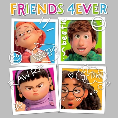 Girl's Turning Red Friends 4Eva Polaroids T-Shirt 3 Girl's Turning Red Friends 4Eva Polaroids T-Shirt