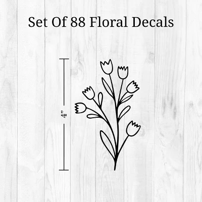 Black Flowers Wall Decor - Decalcomania 3 Black Flowers Wall Decor - Decalcomania