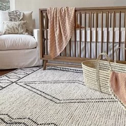 Crane Baby 5' X 7' Hand-Woven Cotton Rug - Ezra Cream -Children Furniture Store GUEST 91bda8e9 c45d 40d6 8513 8fe09d39ca91