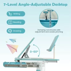 Costway Height-Adjustable Kids Desk Children Study Table With Tilt Desktop & Book Stand Blue/Pink 16 Costway Height-Adjustable Kids Desk Children Study Table With Tilt Desktop & Book Stand Blue/Pink -Children Furniture Store GUEST 91f78f45 605e 454f 8e42 40b91164b145