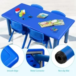 Costway Kids Plastic Rectangular Learn And Play Table Playroom Kindergarten Home Blue 16 Costway Kids Plastic Rectangular Learn And Play Table Playroom Kindergarten Home Blue -Children Furniture Store GUEST 92809054 0dfa 4700 9d91 b51073a693ea